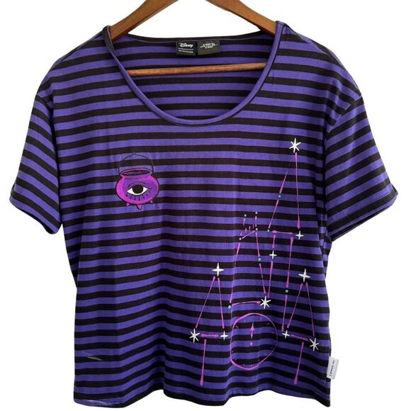 NWT Disney x Her Universe ‘Hocus Pocus’ Castle Constellation Striped Cropped Tee - Picture 1 of 9